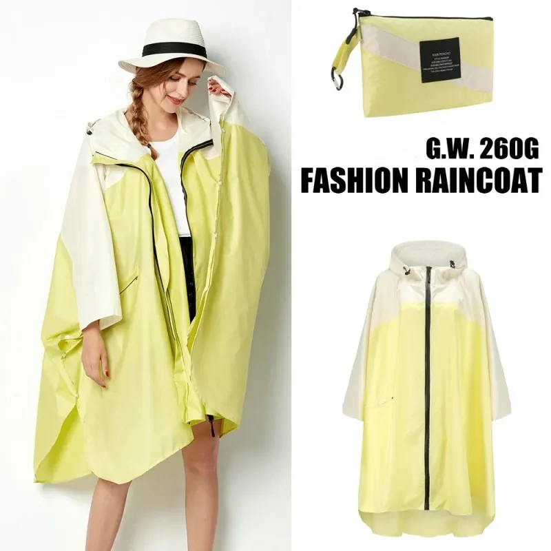 Veste-Poncho de Pluie Imperméable à Capuche Femme Jaune – Ultra-Légère, Réutilisable et Idéale pour la Randonnée et l'Outdoor