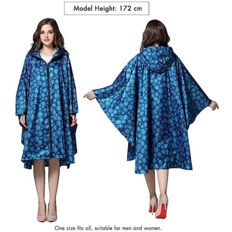 Veste-Poncho de Pluie Imperméable à Capuche Femme Bleu – Ultra-Légère, Réutilisable et Idéale pour la Randonnée et l'Outdoor – Image 5