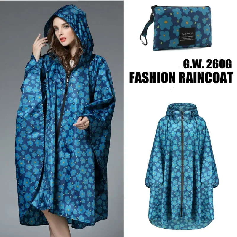 Veste-Poncho de Pluie Imperméable à Capuche Femme Bleu – Ultra-Légère, Réutilisable et Idéale pour la Randonnée et l'Outdoor
