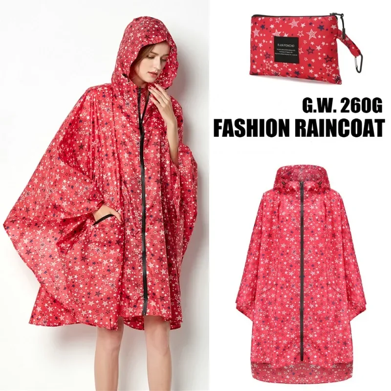 Veste-Poncho de Pluie Imperméable à Capuche Femme Rouge – Ultra-Légère, Réutilisable et Idéale pour la Randonnée et l'Outdoor