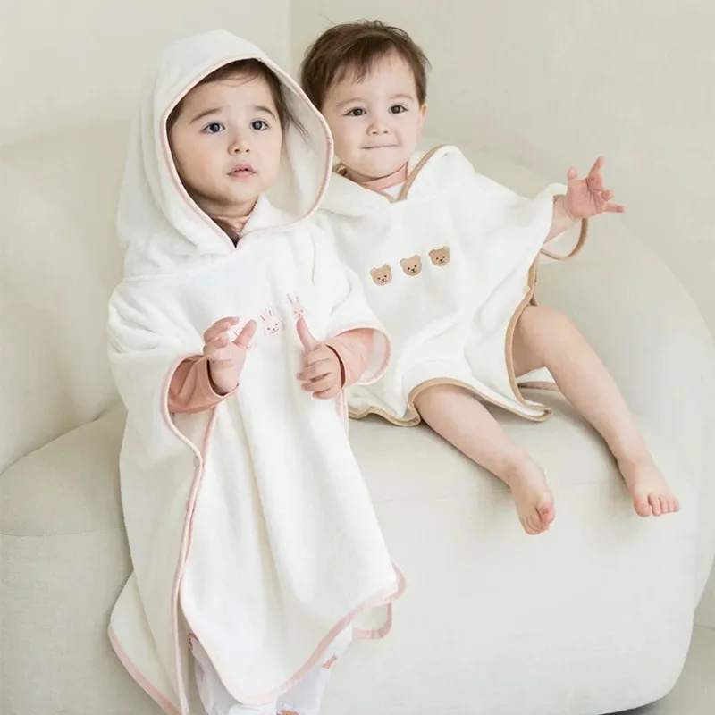 Poncho de Bain Bébé en Velours – Serviette à Capuche Ultra-Douce, Motif Animal, Enveloppement Chaud pour Nouveau-Nés et Enfants – Image 3