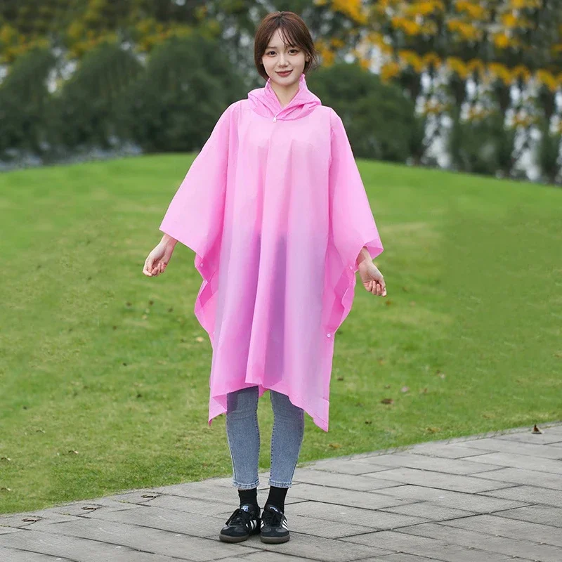 Poncho de Pluie Premium Rose Réutilisable – Protection Épaissie avec Capuche à Cordon