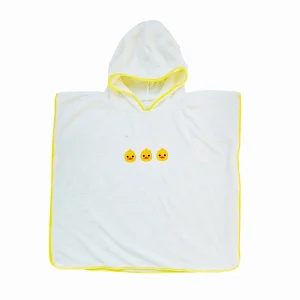 Poncho de Bain Bébé Blanc en Velours – Serviette à Capuche Ultra-Douce, Motif Canard, Enveloppement Chaud pour Nouveau-Nés et Enfants