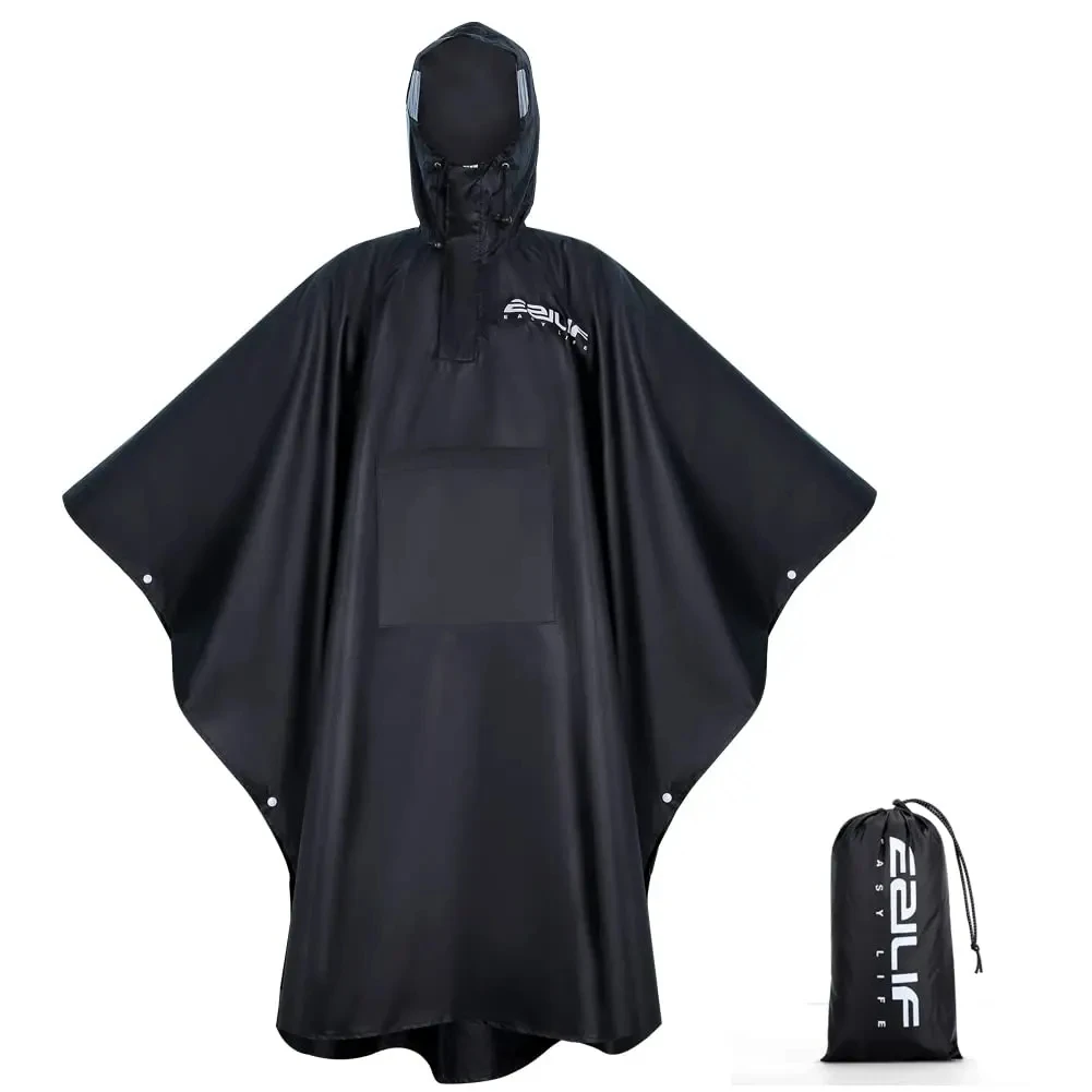 Poncho de Pluie Militaire 3-en-1 Noir – Imperméable Multifonction, Abri de Survie & Tapis de Sol pour Randonnée et Camping – Image 7