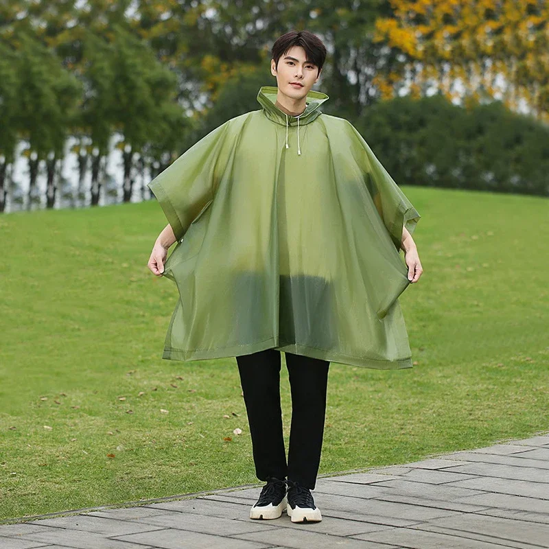 Poncho de Pluie Premium Vert Réutilisable – Protection Épaissie avec Capuche à Cordon – Image 5