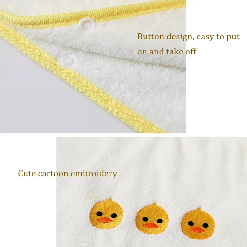 Poncho de Bain Bébé Blanc en Velours – Serviette à Capuche Ultra-Douce, Motif Canard, Enveloppement Chaud pour Nouveau-Nés et Enfants – Image 3