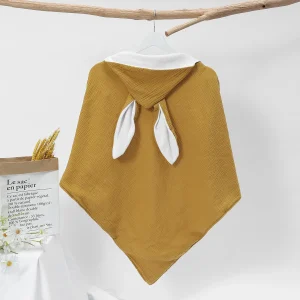 Serviette de Bain Bébé à Capuche Jaune en Coton – Cape Douce avec Oreilles de Lapin, Peignoir et Couverture d’Enveloppement pour Nouveau‑Nés et Enfants