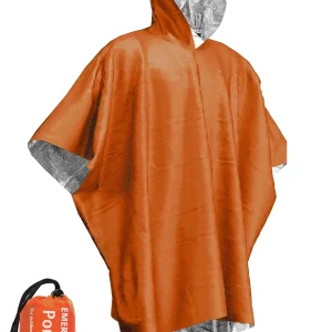 Poncho de Survie Thermique 3-en-1 Orange – Imperméable, Coupe-vent et Réfléchissant (Double Face)