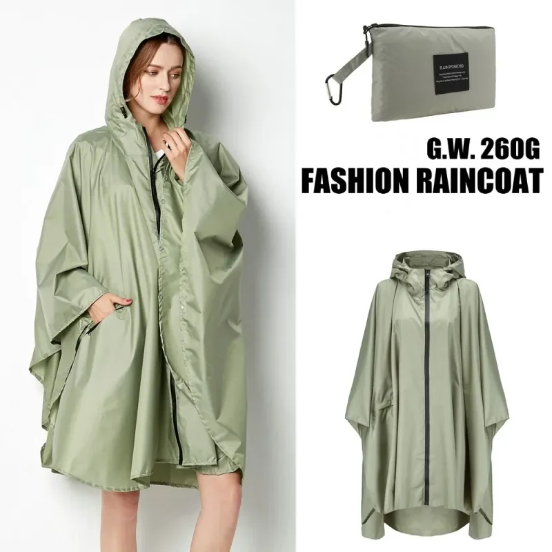 Veste-Poncho de Pluie Imperméable à Capuche Femme Vert – Ultra-Légère, Réutilisable et Idéale pour la Randonnée et l'Outdoor