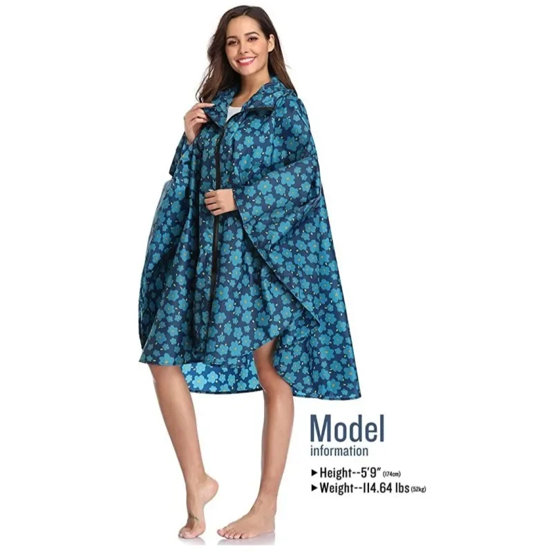 Veste-Poncho de Pluie Imperméable à Capuche Femme Bleu – Ultra-Légère, Réutilisable et Idéale pour la Randonnée et l'Outdoor – Image 11
