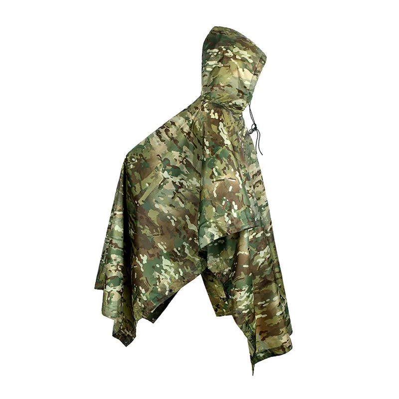 Poncho Militaire Tactique Camouflage 3-en-1 CP-Jungle – Imperméable, Pliable et Multifonction pour Randonnée, Moto et Survie – Image 2