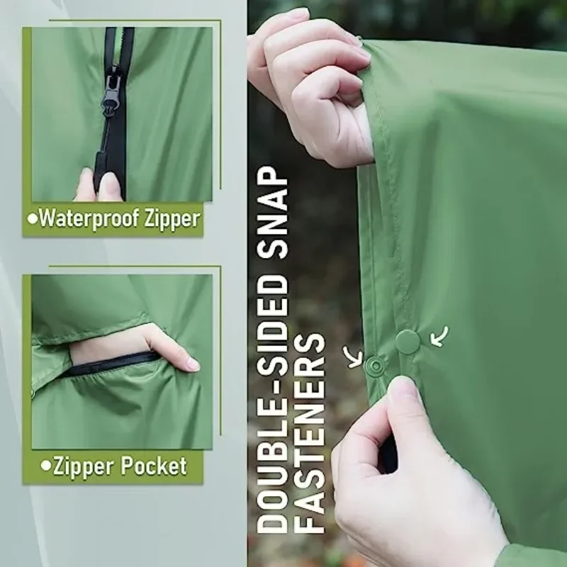 Veste-Poncho de Pluie Imperméable à Capuche Femme Vert – Ultra-Légère, Réutilisable et Idéale pour la Randonnée et l'Outdoor – Image 4