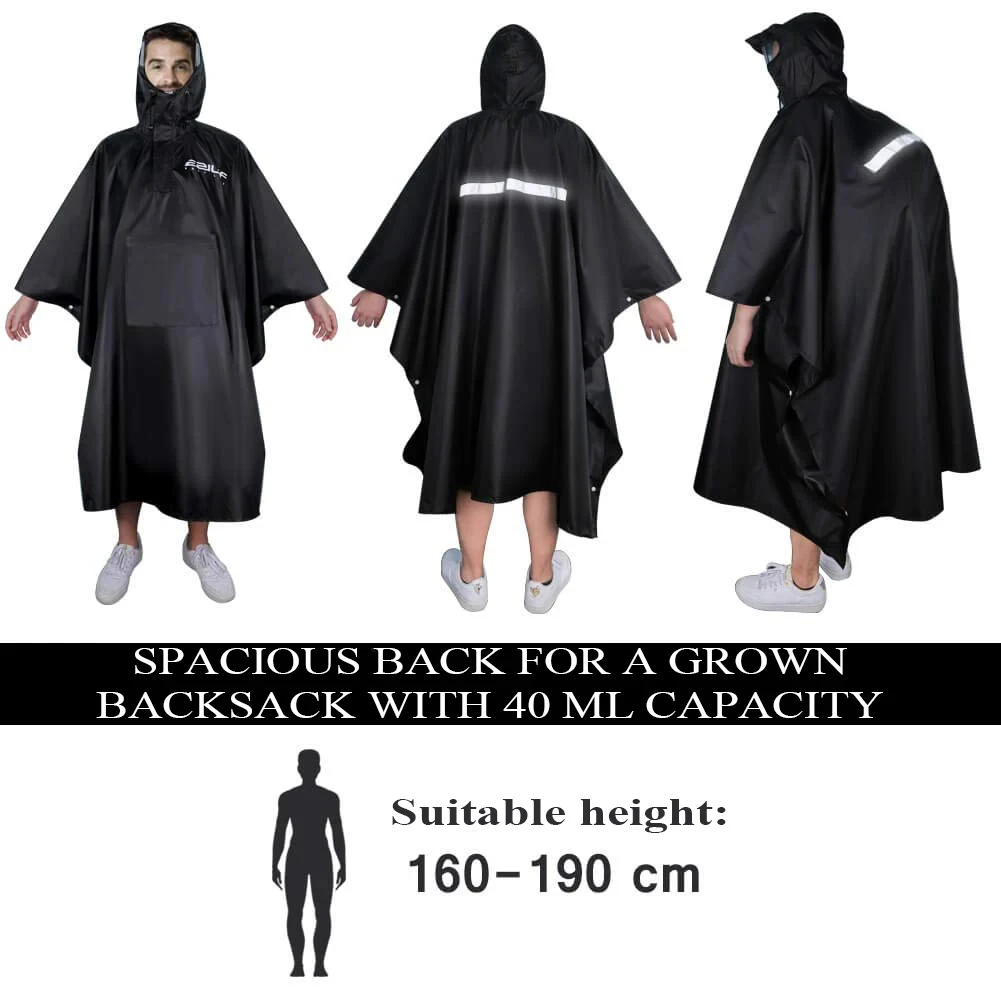 Poncho de Pluie Militaire 3-en-1 Noir – Imperméable Multifonction, Abri de Survie & Tapis de Sol pour Randonnée et Camping – Image 11