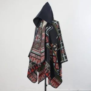 Cape Poncho Homme Bleu Marine Premium – Style Alpaga & Cachemire, Look Ethnique Chic