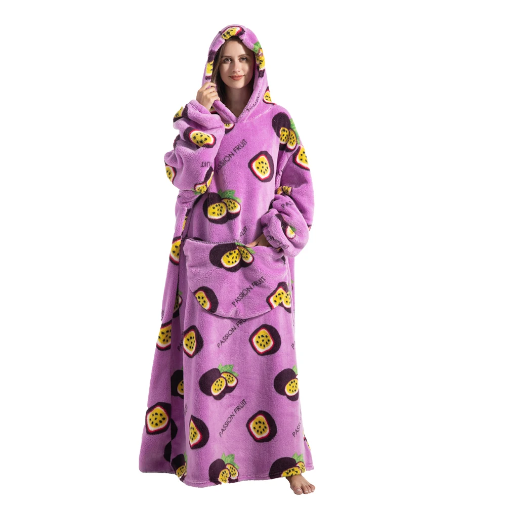 Poncho Couverture Oversize Violet fruit de la passion en Polaire Sherpa – Sweat à Capuche Ultra Chaud pour Adulte