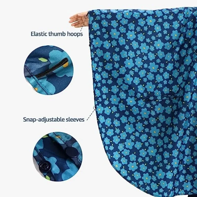 Veste-Poncho de Pluie Imperméable à Capuche Femme Bleu – Ultra-Légère, Réutilisable et Idéale pour la Randonnée et l'Outdoor – Image 3