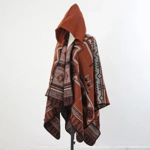 Cape Poncho Homme Marron Premium – Style Alpaga & Cachemire, Look Ethnique Chic