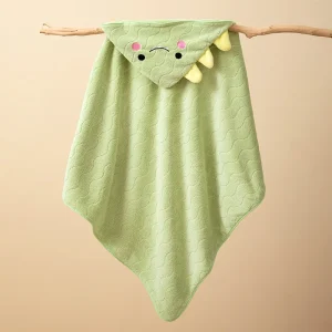 Peignoir bébé à capuche en polaire corail Dinosaure – serviette de bain douce unisexe 1 à 3 ans