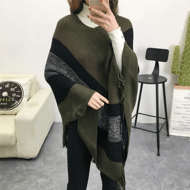 poncho stylé rayures
