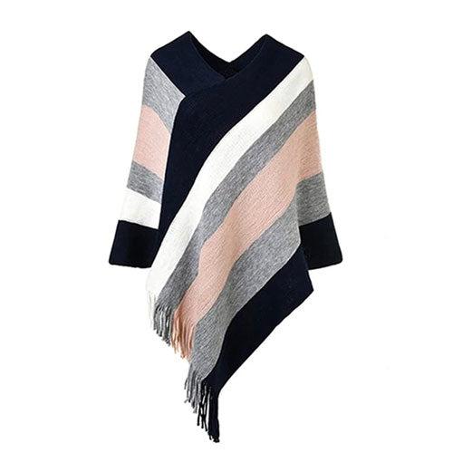 poncho d'hiver rayures
