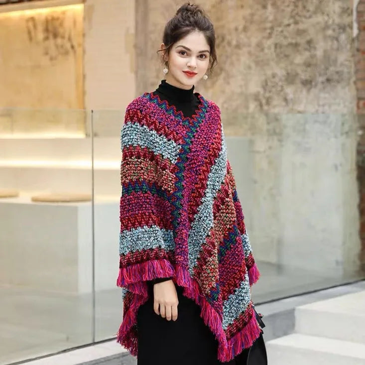châle crochet géométrique multicolore