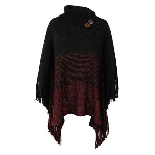 Poncho élégant col boutonné
