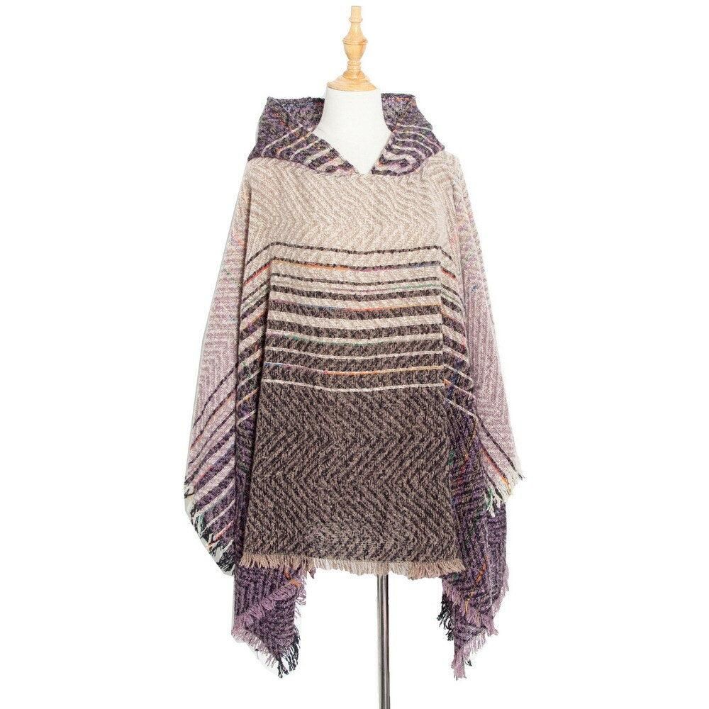 Poncho décontracté à rayures
