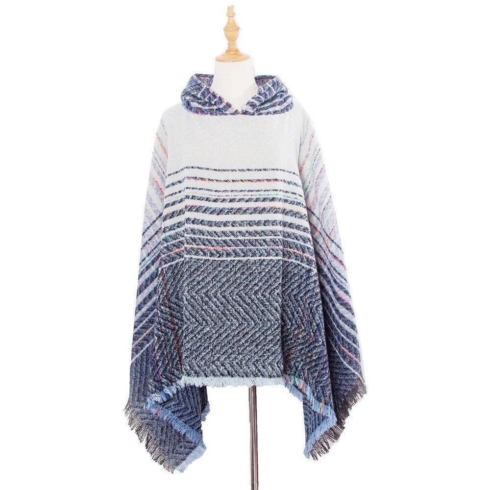 Élégance poncho femme rayures