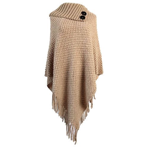 tricot poncho col boutons