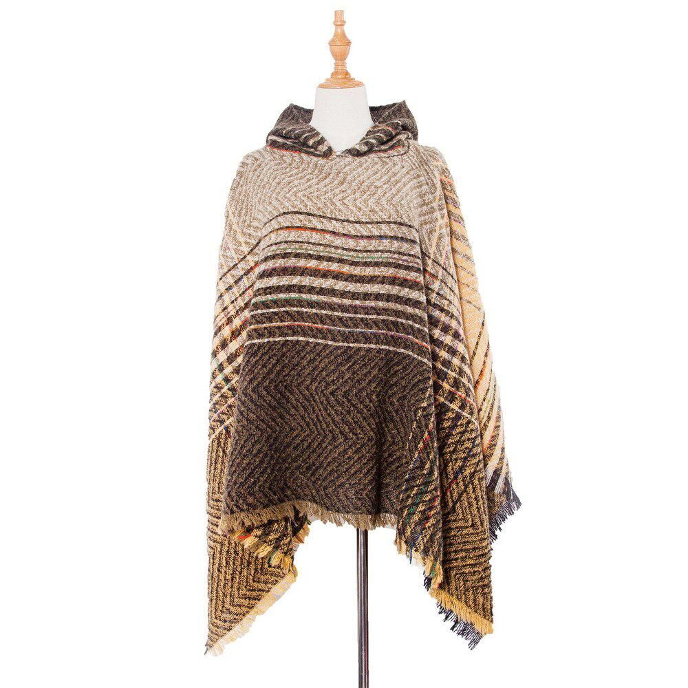 Poncho polyester rayures