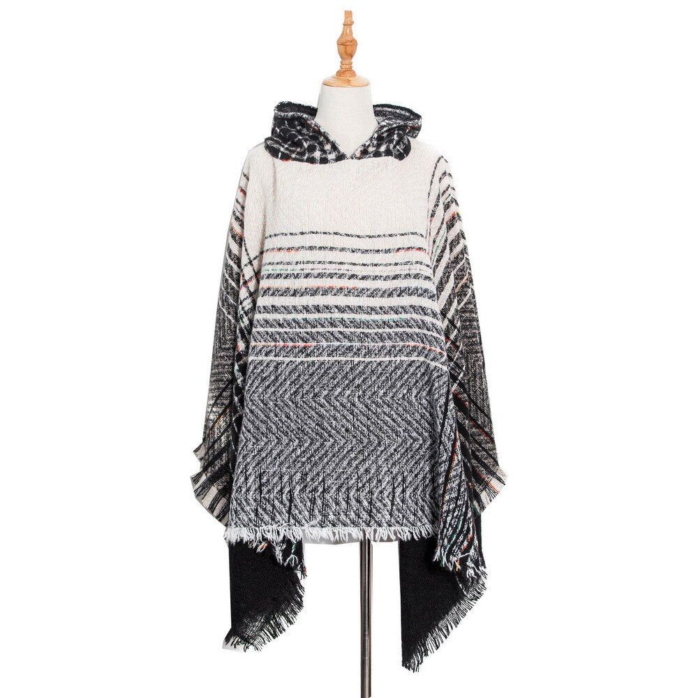 Poncho rayé pour femmes