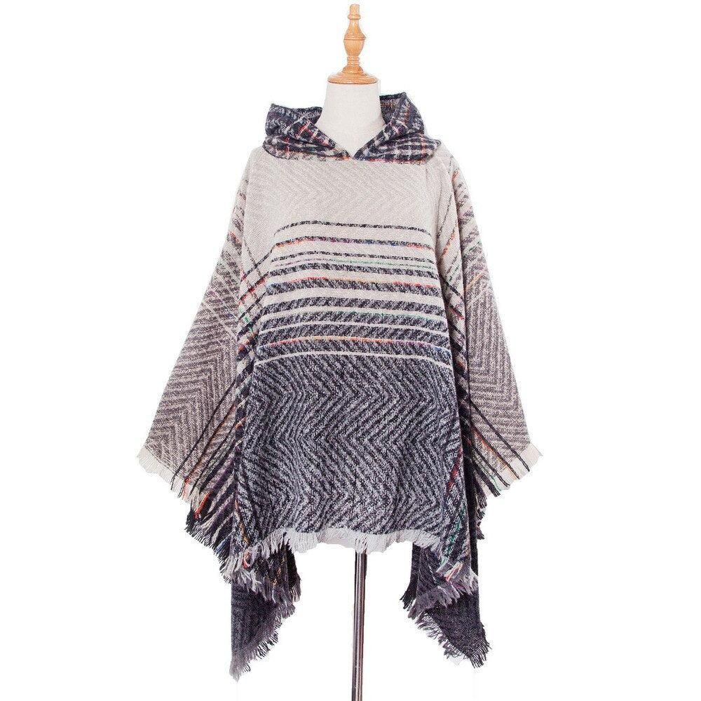 Poncho fashion rayures