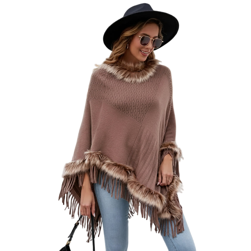 poncho bohème taupe
