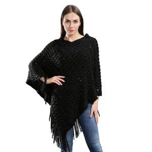 poncho paillettes tricot