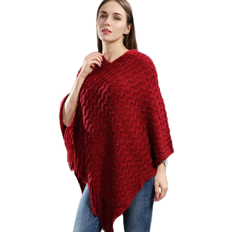 poncho longues franges