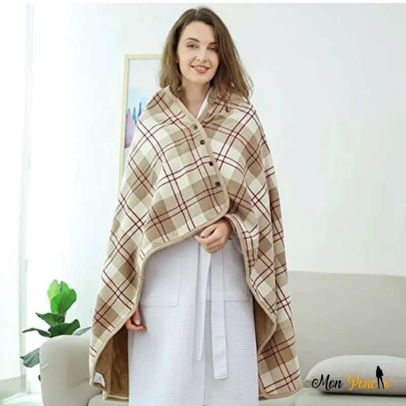 poncho portable polaire beige marron