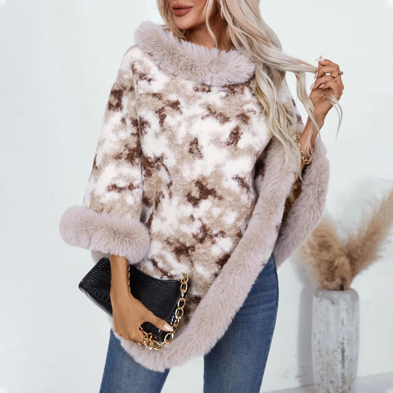 poncho fourrure marbré