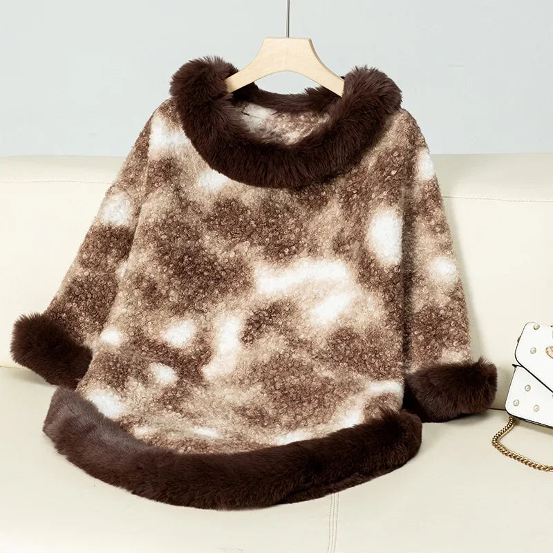 poncho fausse fourrure