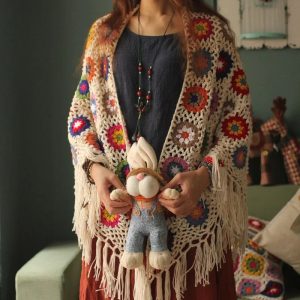 Poncho Rétro Mori en tricot