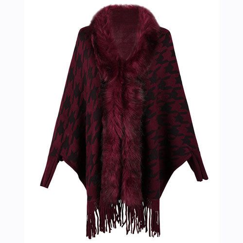 poncho avec fourrure