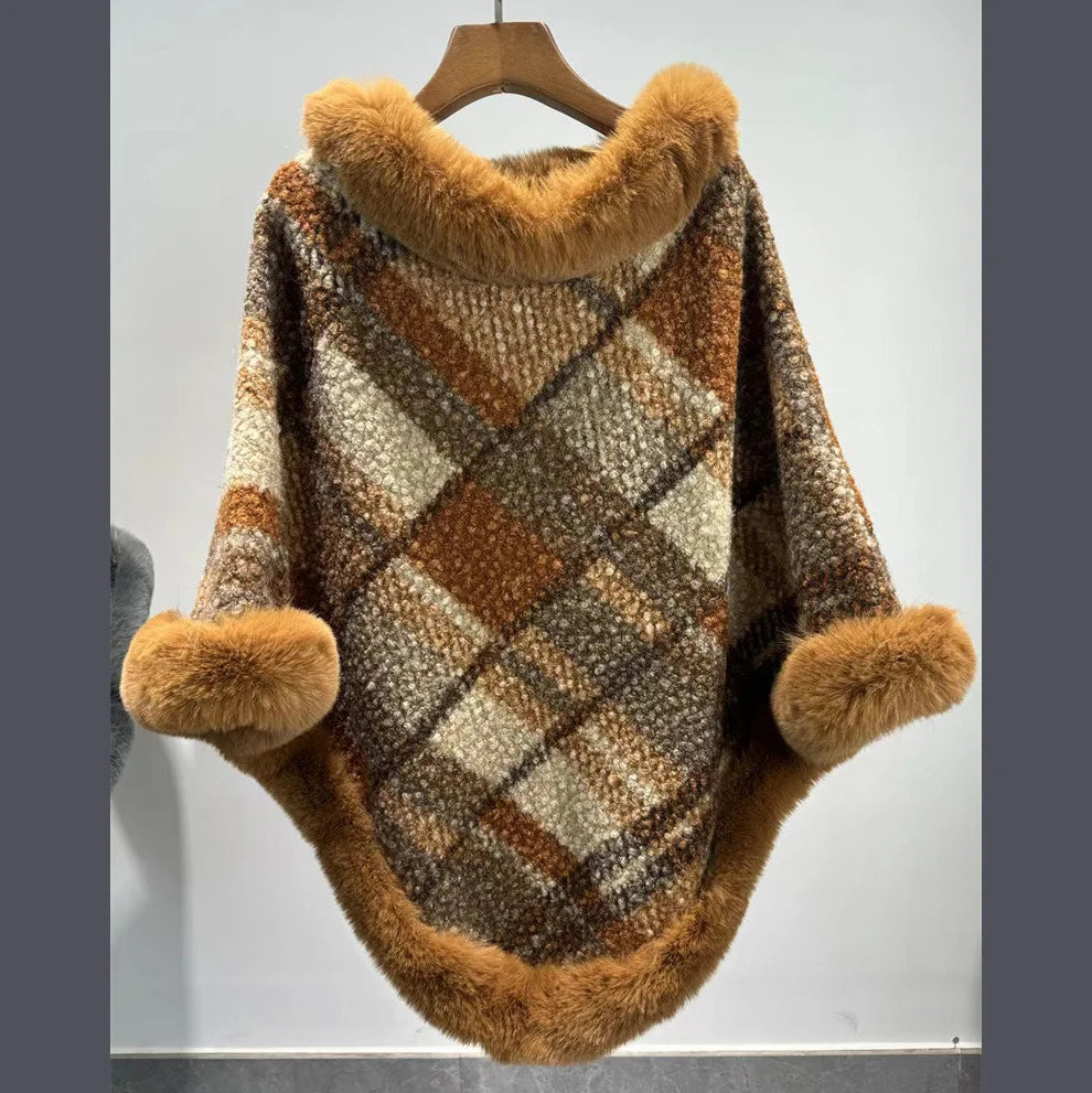 Fourrure et Jacquard Poncho