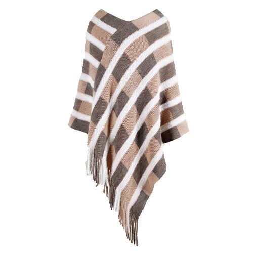 poncho rayures hiver