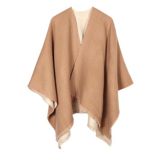 Élégant poncho bi-ton femme