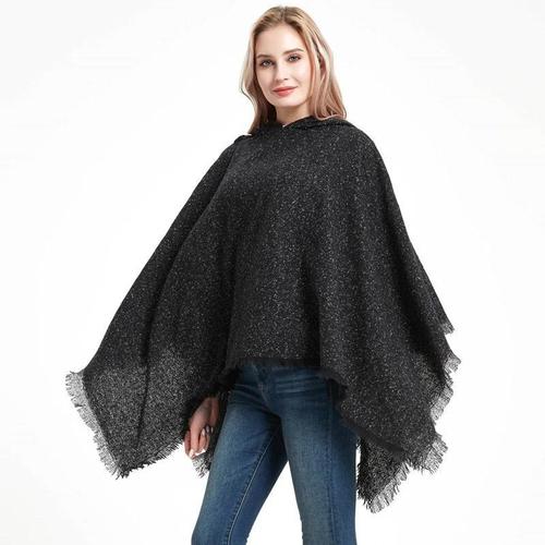 poncho chiné avec capuche