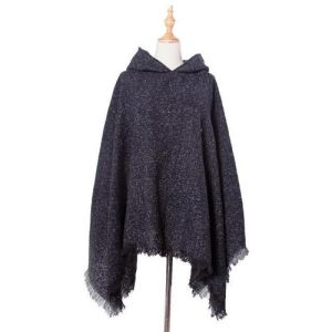 poncho chiné long femme