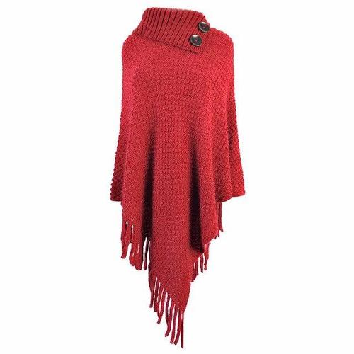 poncho femme col boutons
