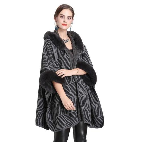 poncho fourrure col élégant