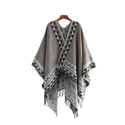 Poncho femme à col en V