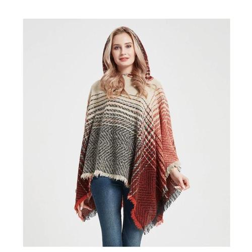 Poncho avec capuche rayures