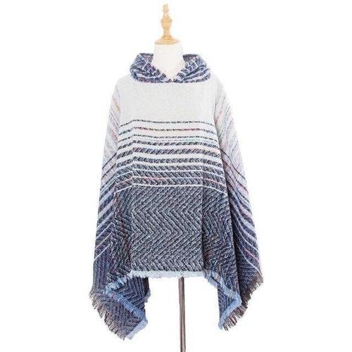 Tendance poncho rayures femme